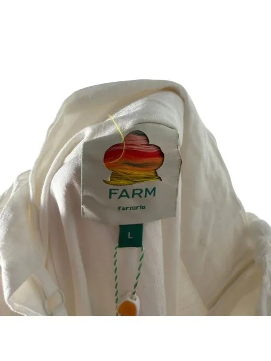 Farm Rio Off-White Richilieu Eyelet Scalloped Midi Dress Women's Size Large NWT! - Picture 4 of 6